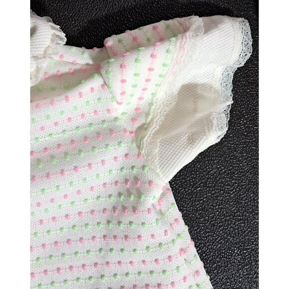 Vintage Cutlers Baby Girl One Piece Romper Outfit Dotted Swiss Lace 3 Months - Picture 6 of 10